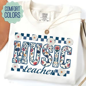 Retro Music Teacher Comfort Colors Shirt, Toile Music Teacher Shirt, Cute Music Teacher Appreciation Gift, Gift for Music Teacher