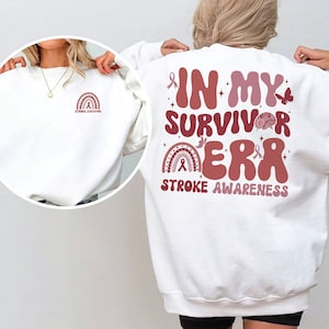 In My Survivor Era Sweatshirt, Stroke Awareness Sweatshirt, Red Ribbon Shirt, Stroke Survivor Gift, Stroke Support Shirt, Stroke Warrior
