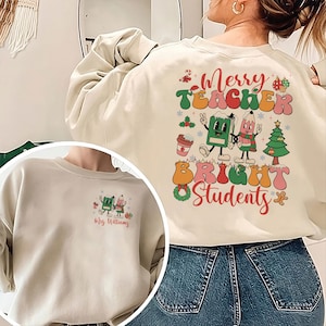 Frohe Lehrer Helle Studenten Weihnachten Sweatshirt, Frohe Weihnachten Lehrer Shirt, Lehrer Weihnachten Shirt, Neue Lehrer Geschenke