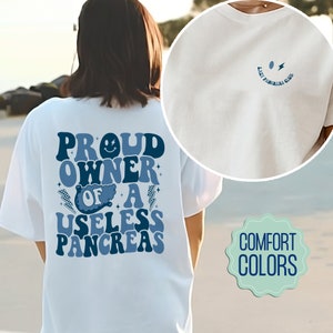 Proud Owner Of A Useless Pancreas Comfort Colors Shirt, Diabetes Awareness, Lazy Pancreas Club Shirt, Type 1 Diabetes Shirt, Blue Ribbon Tee
