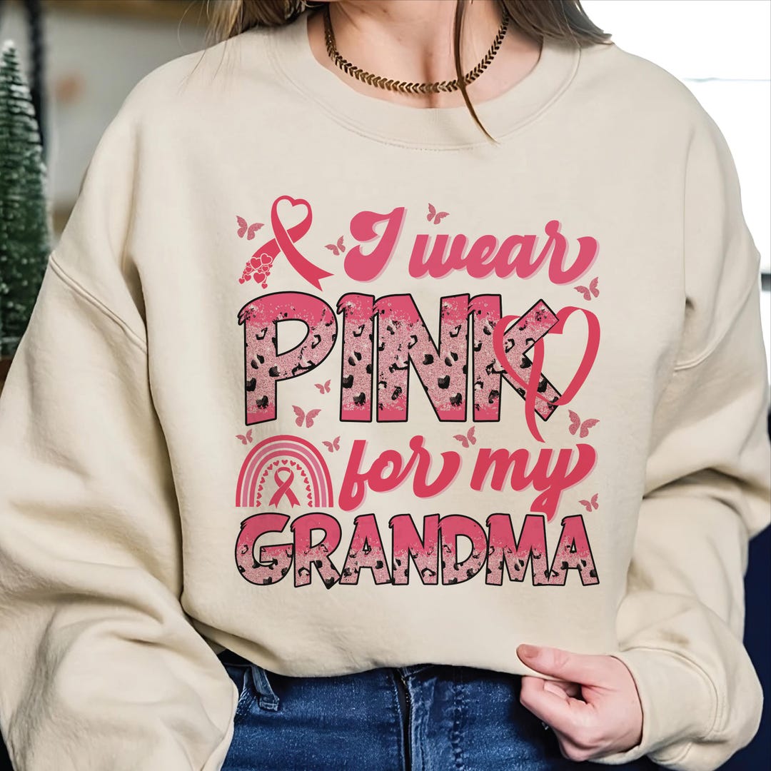 Sweat à Capuche Gildan 'Je Porte Du Rose Pour Ma Grand-mère' - Taille S