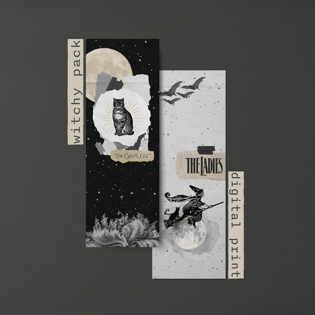 Witchy Pack Collage Printable Bookmarks Halloween Edition - Etsy