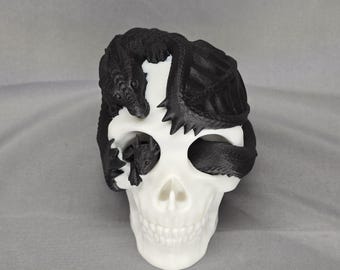Dragon Wrapped Skull: Gothic Fantasy Decor - Tea Light Option