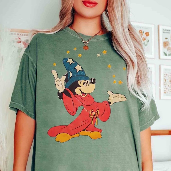 Vintage Disney Fantasia Sorcerer Mickey Mouse Shirt, Mickey Magic Wizard Shirt, Fantasmic Hollywood Studios Trip, Family Holiday Matching