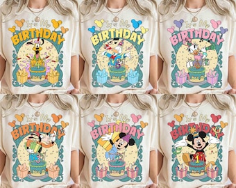 Customize It's My Birthday Mickey & Friends With Balloon Shirt, Personalized Mickey Mouse Birthday Present Gift, Disneyland Family Trip Tee