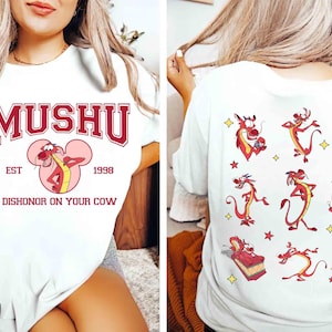 Two-sided Funny Mushu Dragon Dishonor On Your Cow T-Shirt, Disney Mulan Princess Tee, Magic Kingdom Disneyland Family Vacation 2025 Trip