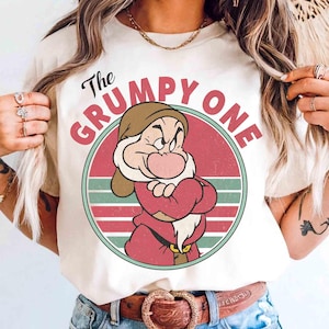Retro 90s Vintage The Grumpy One T-shirt, Disney Snow White And Seven Dwarfs Family Matching Tee, Disneyland Holiday Vacation 2025 Gift