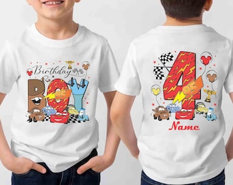 Camiseta de Disney Cars de doble cara para cumpleaños de niño, Rayo McQueen, Mater Hudson, Sally, Cars, regalo para cumpleaños de niño, regalo para cumpleaños de niña, viaje de cumpleaños a Cars Land