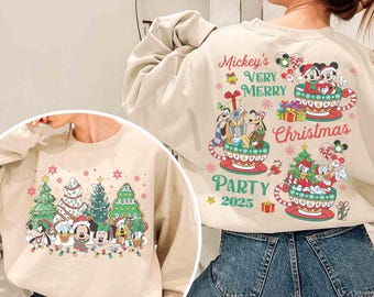 Disney Mickey And Friends Christmas Tree Sweatshirt, Mickey's Very Merry Christmas Party 2026 Shirt, WDW Disneyland Family Christmas Gifts