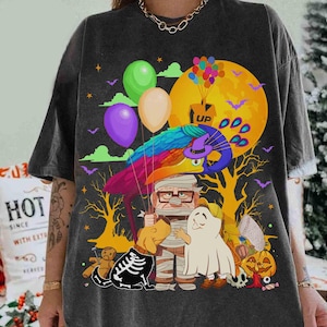 Disney Pixar Up Character Halloween T-shirt, Carl and Dug Russell Horror Mickey&#39;s Not So Scary Party Tee, Disneyland Family Matching Tee