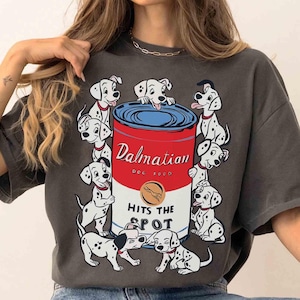 Disney 101 Dalmatians Dog Food Hits The Spot T-shirt, Villains Cruella de Vil tee, Pongo Perdita Patch, Disneyland Family Matching Shirt