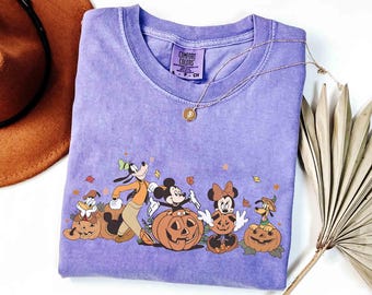 Comfort Colors® Mickey & Friends Pumpkin Shirt, Disneyland Fall Vibe Tee, Disney Magic Kingdom Family Halloween Trip, Girly Disney Halloween