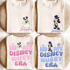 Disney Husband Wife Custom Shirt, Mickey Mouse Matching Shirt, In My Disney Wifey Hubby Era Shirt, Wedding Party Shirt, WDW Just Married Tee