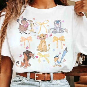 Coquette Bows Watercolor Disney Lion King Shirt, Disney Simba Timon Pumbaa Scar Tee, Hakuna Matata, WDW Family Holiday Vacation 2025 Trip