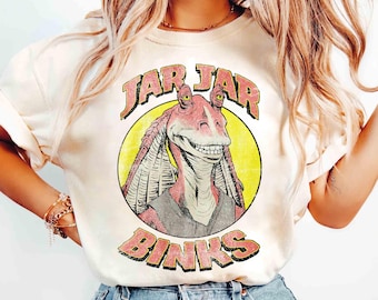 Retro Team Jar Jar Binks Funny Star Wars Fan Shirt, Disney Galaxy's Edge Trip Shirt, Disneyland Family Holiday 2026 Vacation Trip