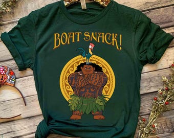 Camiseta retro divertida con aperitivos de barco de Maui y Hei Hei, camiseta a juego de la película Moana 2 de Disney, viaje familiar a Disneyland WDW 2026