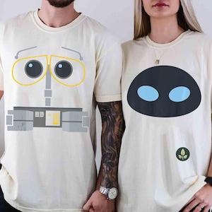 Disney Pixar Wall-E EVE Face Couples T-Shirt, Disney Honeymoon Shirt, Disney Bachelorette Party Tee, Wedding Gift, Halloween Costume Tee