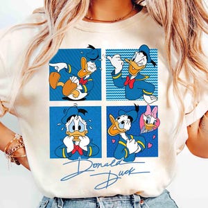 Camiseta con fotos de estados de ánimo del Pato Donald, camiseta de Mickey y sus amigos de Disney, camiseta de Donald y Daisy, viaje familiar a Disneyland Magic Kingdom 2025