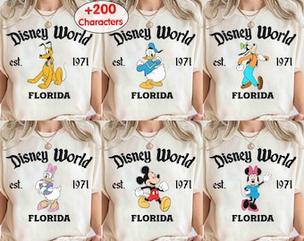 Customize Disneyworld Est 1971 Shirt, Retro Disney All Characters Shirt, Mickey and Friends Tee, Disney Group Shirt, Disney Family Trip Gift
