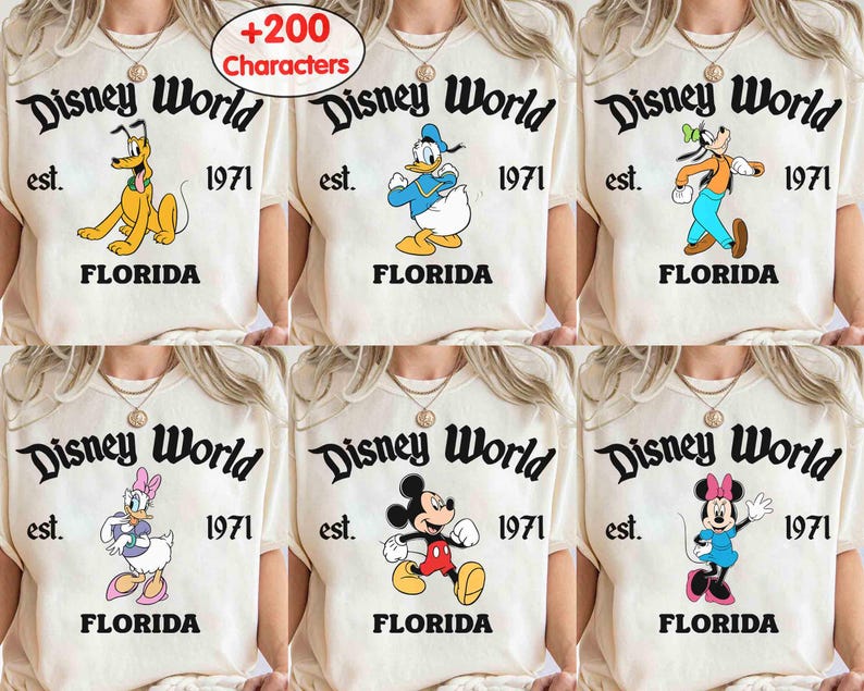 Customize Disneyworld Est 1971 Shirt, Retro Disney All Characters Shirt, Mickey and Friends Tee, Disney Group Shirt, Disney Family Trip Gift image 1