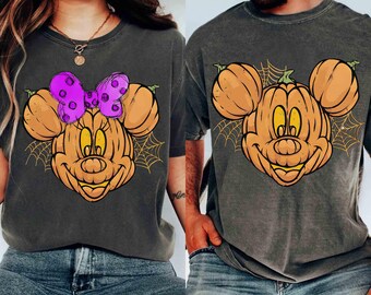 Retro Disney Mickey Mouse Halloween Shirt, Mickey Halloween Pumpkin Shirt, Disneyland Halloween Shirt, Halloween Pumpkin Shirt, Couples Tee