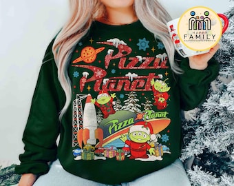 Vintage Pizza Planet Toy Story Christmas Shirt, Aliens Toy Story Pizza Planet Xmas Tee, Mickey's Very Merry Christmas Disneyland 2026 Trip
