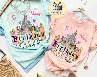 Personalized Disney Princess Birthday Girl Shirt, Birthday Girl Crew Squad Shirt, WDW Disneyland Castle Family Birthday Trip Matching Gift