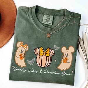 Comfort Colors® Spooky Vibes & Pumpkin Spice Mickey Minnie Ghost Disney Halloween Shirt, Mickey's Not So Scary Halloween Party 2025 Trip