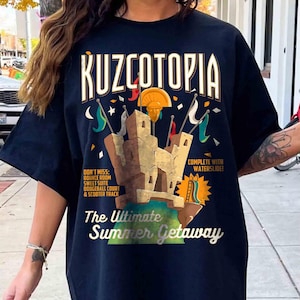 Vintage Greeting From Kuzcotopia s T-Shirt, Disney The Emperor's New Groove Shirts, Yzma and Kronk Tee, Disneyland Family Trip