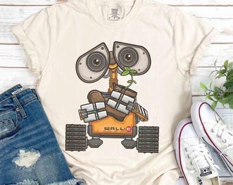 Disney Pixar Wall-E plantenschoen nachtportret shirts, vintage Wall-e and Eve bijpassende T-shirt, WDW Disneyland familievakantie 2026 reisshirt