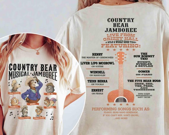Vintage Disney Country Bear Jamboree Musical Characters Group T shirt Disney Country Bear Poster Tee Disneyland Family Vacation 2025 Trip Etsy
