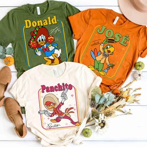 The Three Caballeros Team Comfort Color Shirt, Jose Panchito Carioca Donald Shirt, Disneyland Family Trip, Disney Family Matching Shirt