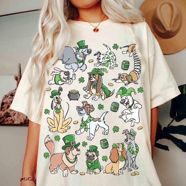 Disney Dogs Happy St. Patrick’s Day 2026 T-shirt, Disney Lucky Irish Sweater, Shenanigans Lucky Day Gifts, Disney Dog Lover Gift Shirts