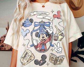 Mickey Sorcerer Some imagination, huh T-Shirt. Walt Disney Fantasia Mickey Shirt, Fantasia Mickey Tee, Disneyland Family Matching Trip