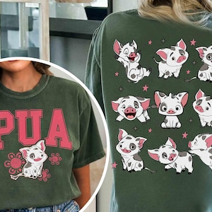 Two-sided Funny Pua Pig Emotions Floral Shirt, Disney Moana 2 Movie 2025 T-shirt, Disneyland Family Trip Matching, Magic Kingdom Park Gift