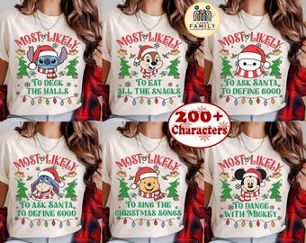 ディズニーのクリスマスシャツ、ファミリーパジャマお揃いTシャツ、面白いディズニー旅行WDWディズニーランドクリスマスパーティー2026をカスタマイズ