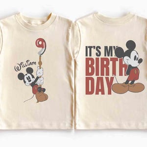 Custom Kid Toddler Name Age Mickey and Minnie With Balloon Shirt, Personalized Mickey Mouse It&#39;s My Birthday Gift, Disneyland Family Trip