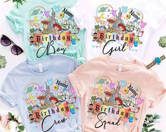 Personalized Pixar Toy Story Birthday Disney Shirt, Disney Birthday Family Trip Tee, Birthday Boy Girl, Buzz Woody Rex Birthday Crew Squad