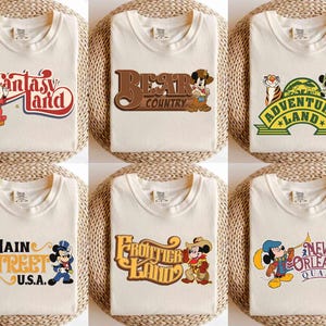 Vintage 90s Disneyland Parks T-Shirt, Disney Trip Main Street USA Tee, Tomorrowland Fantasyland Bear Country Adventureland Group Shirts