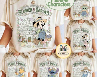 Chemise à personnaliser Disney Epcot Festival international des fleurs et des jardins, Mickey et ses amis jardinier oiseau orange figuratif, voyage en famille WDW 2026