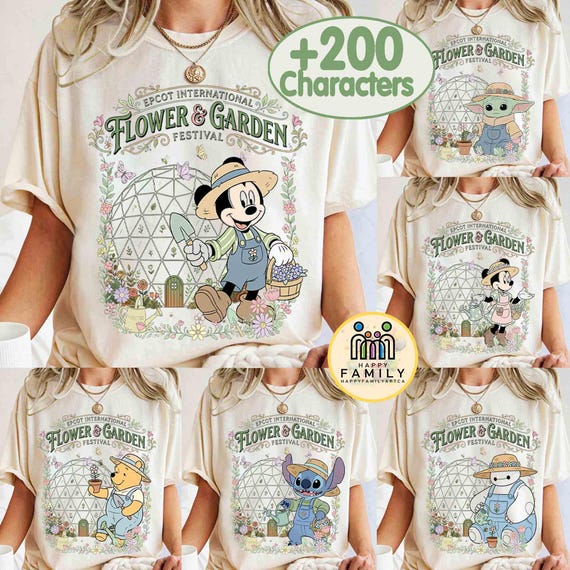 Customize Disney Epcot International Flower & Garden Festival Shirt, Mickey And Friends Figment Orange Bird Gardener, WDW Family Trip 2026