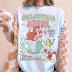 Watercolor Disney Ariel Princess Shirt, The Little Mermaid Tee, Sebastian And Flounder, Girly Aesthetic Disney Girls Trip Tee, Magic Kingdom image 1