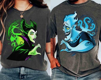 Camiseta divertida de los villanos de Disney, Maléfica y Hades, camiseta a juego de la pareja de villanos, regalo de aniversario de Disney, regalo para viajes de vacaciones a Disneyland.