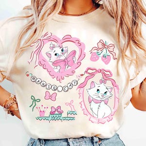 Coquette Bow aquarel Disney The Aristocats Marie Cat T-shirt, omdat ik een dame ben shirt, Disneyland Girls Trip Tee, kattenliefhebber, WDW Family
