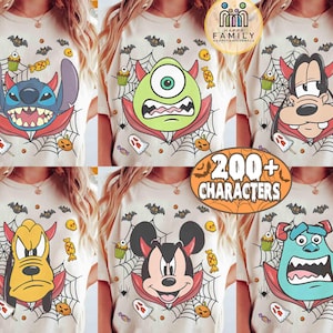 Vintage Disney alla karaktärer vampyr Halloween-tröja, Musse Pigg och vänner Star Wars Chip Dale, Musse Piggs inte så läskiga Halloweenfest 2026 T-shirt