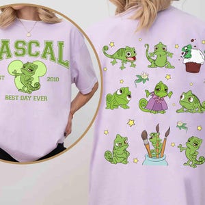 Two-Sided Disney Tangled Emotions Of Pascal T-shirt, Disney Princess Rapunzel Tee, Magic Kingdom Disneyland Family Holiday 2025 Trip
