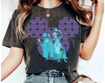 The Haunted Mansion Hitchhiking Ghost Mickey Ears T-Shirt, Foolish Mortals Tee, Disney Parks Disneyland Halloween Party Family 2026 Trip