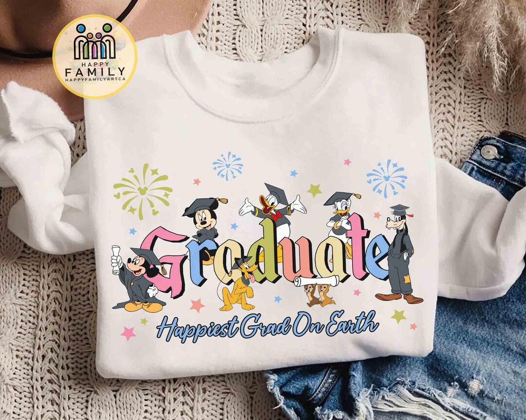 Mickey and Friends Disney Graduate Happiest Grad on Earth Shirt, Disney Graduation 2025 Shirt