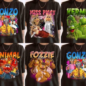 Camiseta pirata vintage de los personajes de Disney Los Muppets, camiseta de animales de Kermit, Miss Piggy y Gonzo, El Show de los Muppets retro, viaje familiar a Disneyland