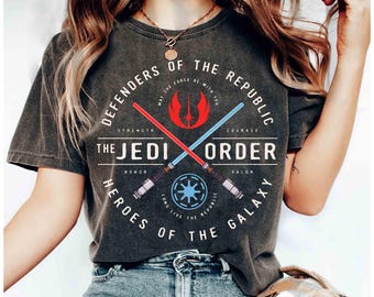 Vintage Star Wars The Clone Wars Jedi Order Emblem T-shirt, Jedi Lightsaber Shirt, Disney Galaxy&#39;s Edge Family Trip, Disneyland Vacaion Gift
